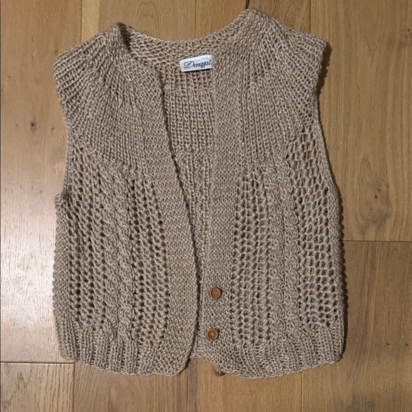 Donagain Sweaters - Vintage Tan Women's Knit Cardigan Vest